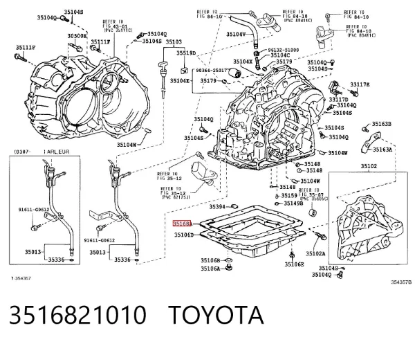 Uszczelka miski automatycznej/mechanicznej skrzyni biegów 3516821010 Toyota