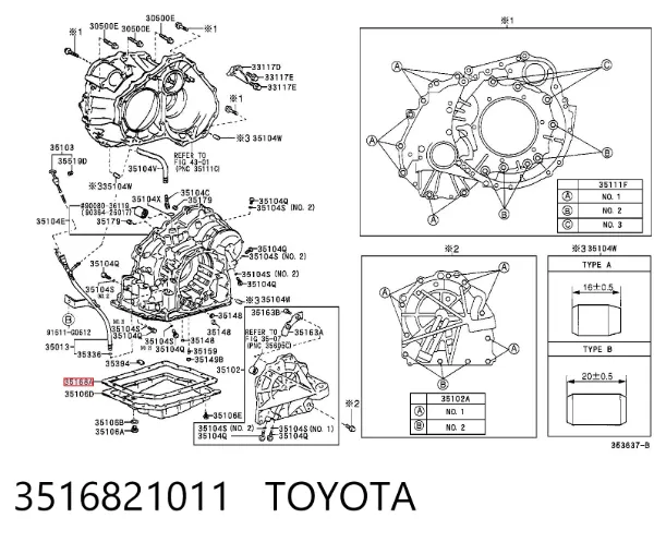 Uszczelka miski automatycznej/mechanicznej skrzyni biegów 3516821011 Toyota