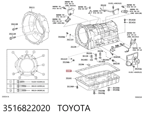 Uszczelka miski automatycznej/mechanicznej skrzyni biegów 3516822020 Toyota