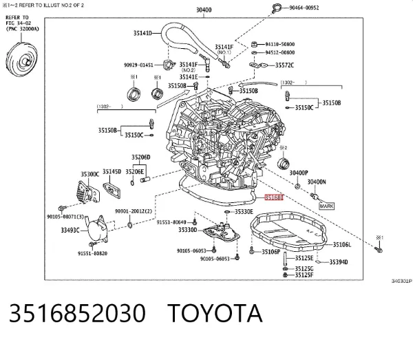 Uszczelka miski automatycznej/mechanicznej skrzyni biegów 3516852030 Toyota