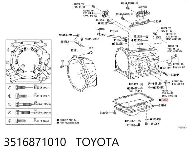 Uszczelka miski automatycznej/mechanicznej skrzyni biegów 3516871010 Toyota