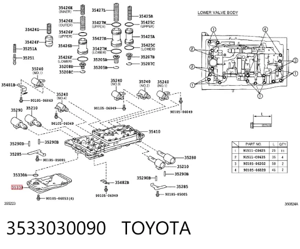 Filtr automatycznej skrzyni biegów 3533030090 Toyota