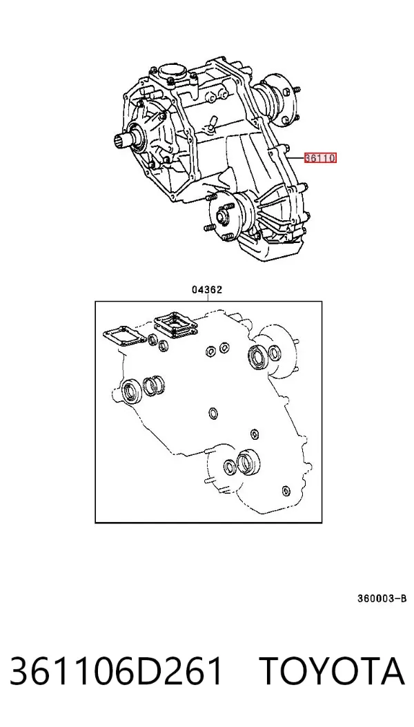 Skrzynia rozdzielcza 361106D261 Toyota