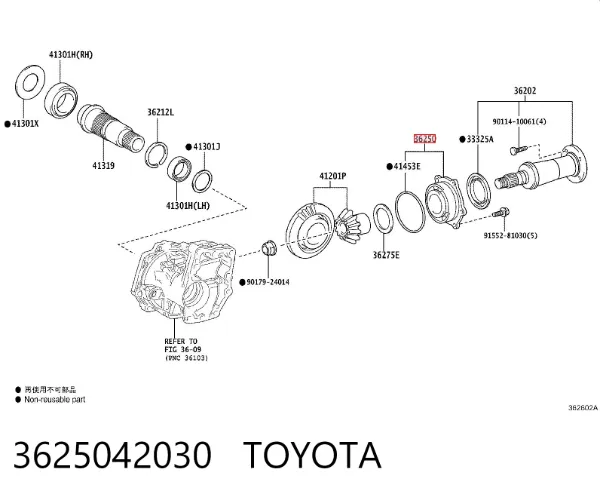 Łożysko końcówki mostu przedniego zewnętrzne 3625042030 Toyota