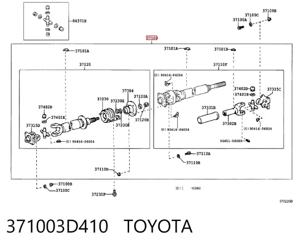 Wał Cardana tylny, kompletny 371003D410 Toyota