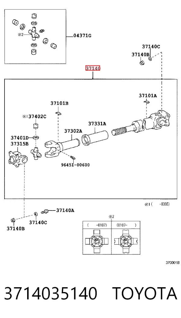 Wał Cardana, do mostu przedniego 3714035140 Toyota