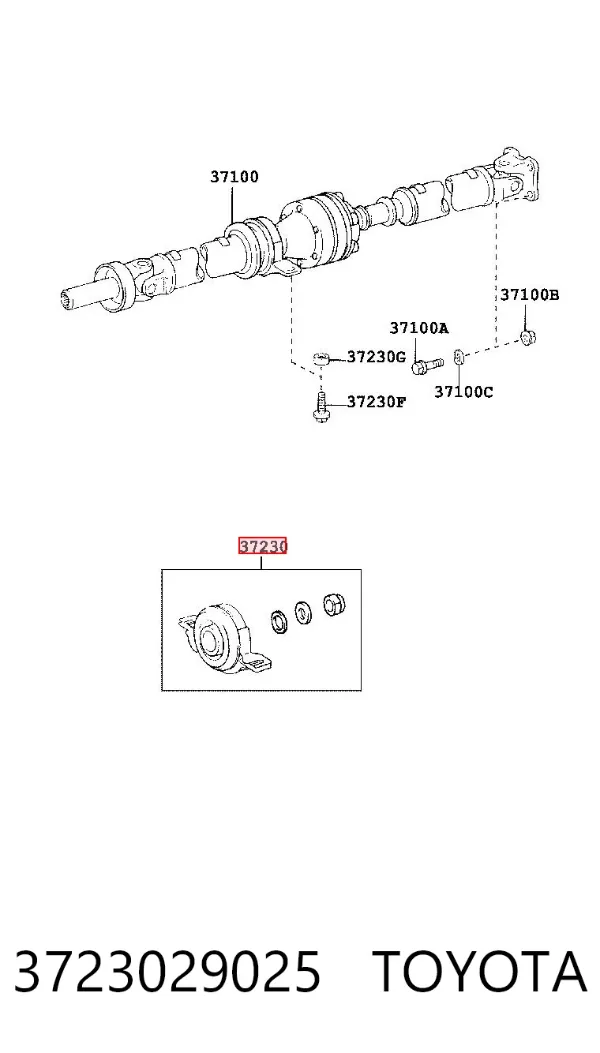 Łożysko podwieszane wału Cardana 3723029025 Toyota