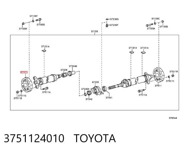 Przegub elastyczny (wg kodów 124 411 00 15, 03918) 3751124010 Toyota