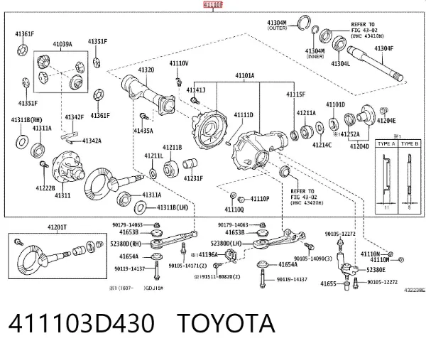 Reduktor mostu przedniego 411103D430 Toyota