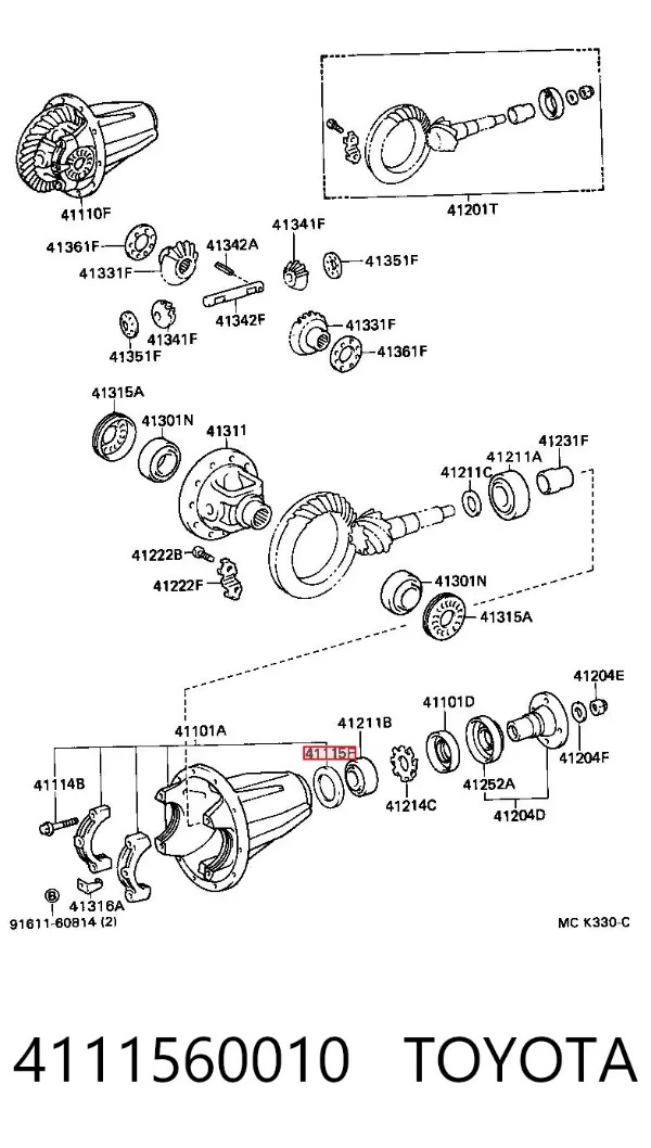 Tuleja dyferencjału tylnego mostu 4111560010 Toyota