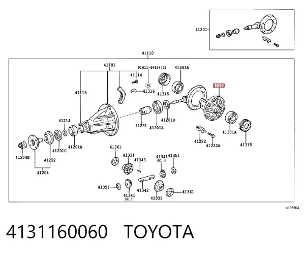 Reduktor mostu tylnego 4131160060 Toyota