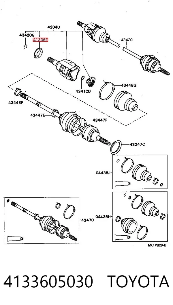 Uszczelniacz półosi mostu przedniego 4133605030 Toyota