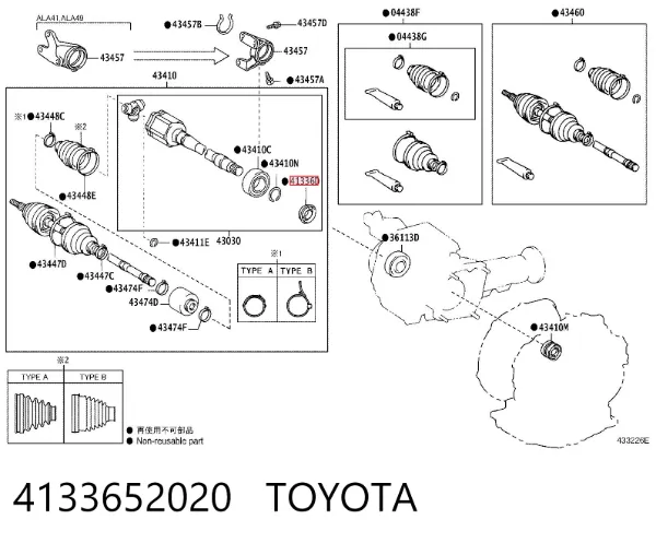 Uszczelniacz półosi mostu przedniego 4133652020 Toyota