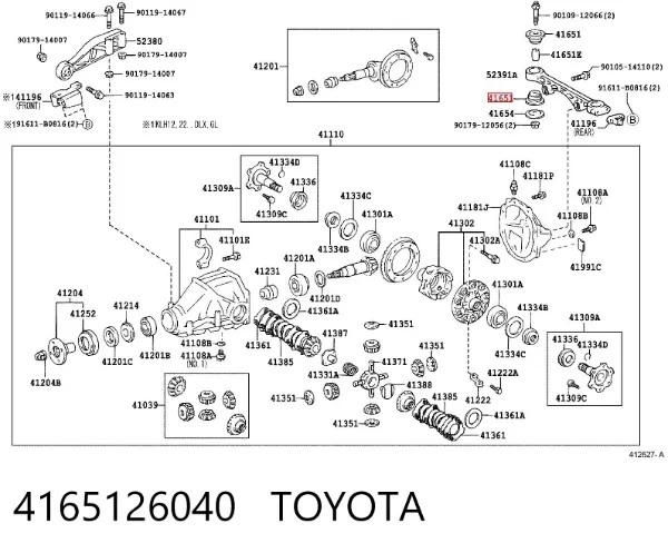 Silentblock tylny (poduszka) reduktora mostu tylnego 4165126040 Toyota