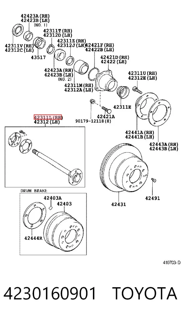 Półoś tylna prawa 4230160901 Toyota
