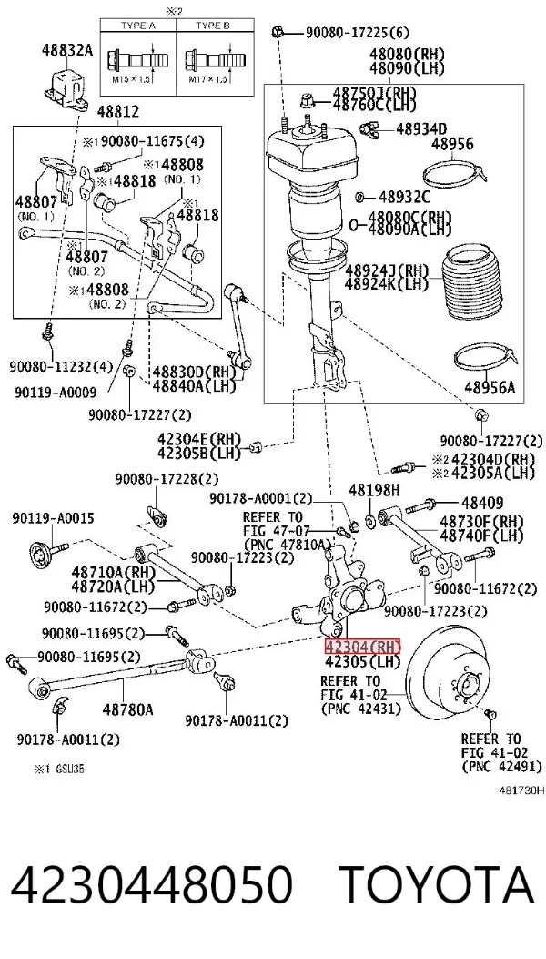 Czop (zwrotnica) tylny prawy 4230448050 Toyota