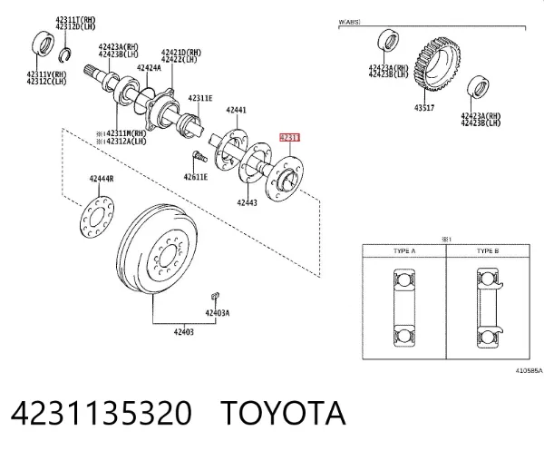 Półoś tylna 4231135320 Toyota