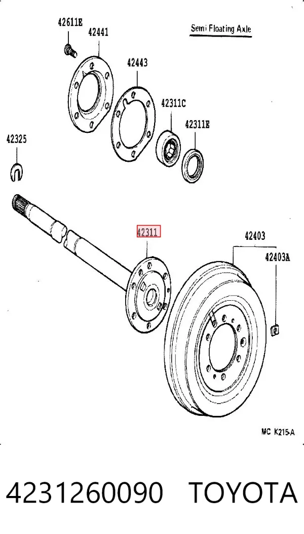 Półoś tylna 4231260090 Toyota