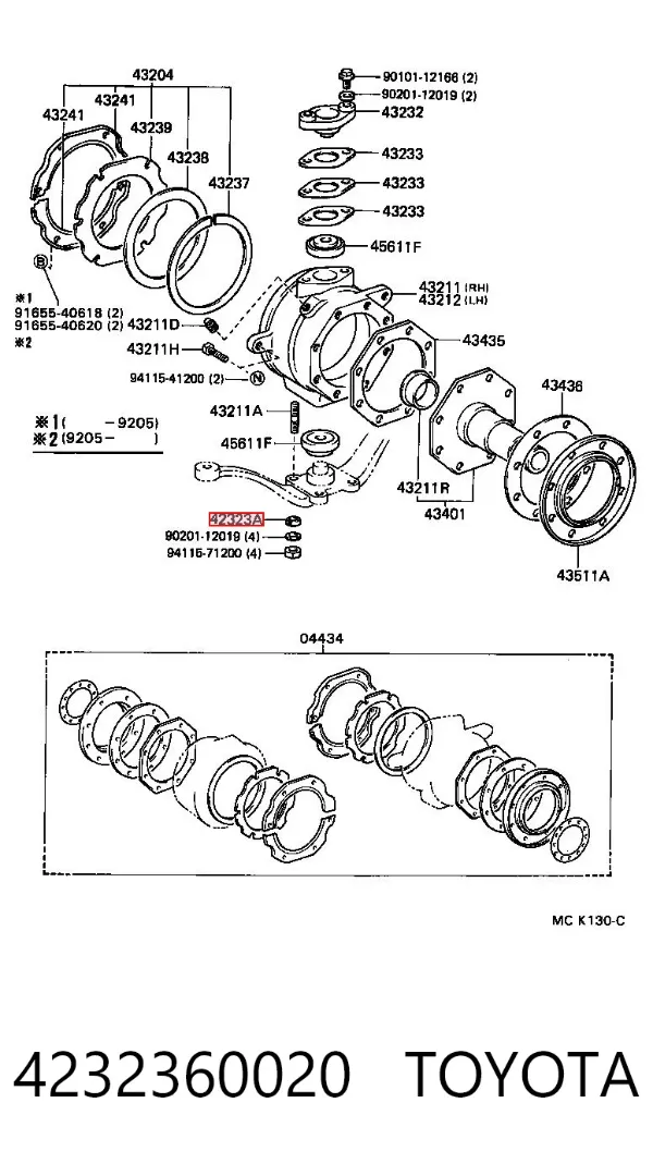 Pierścień zabezpieczający łożysko tylnej półosi 4232360020 Toyota