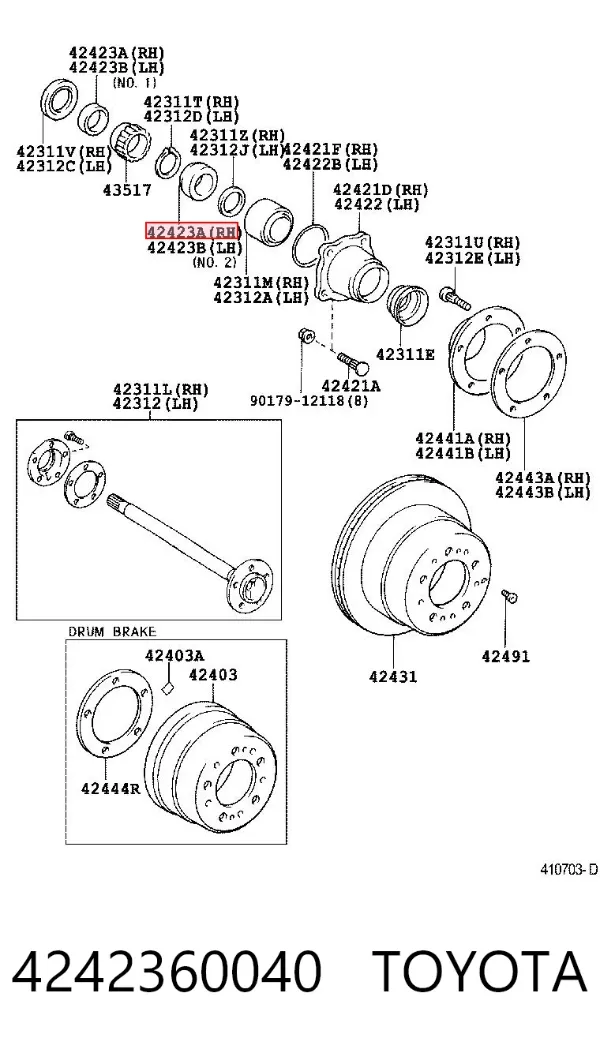 Pierścień zabezpieczający łożysko tylnej półosi 4242360040 Toyota