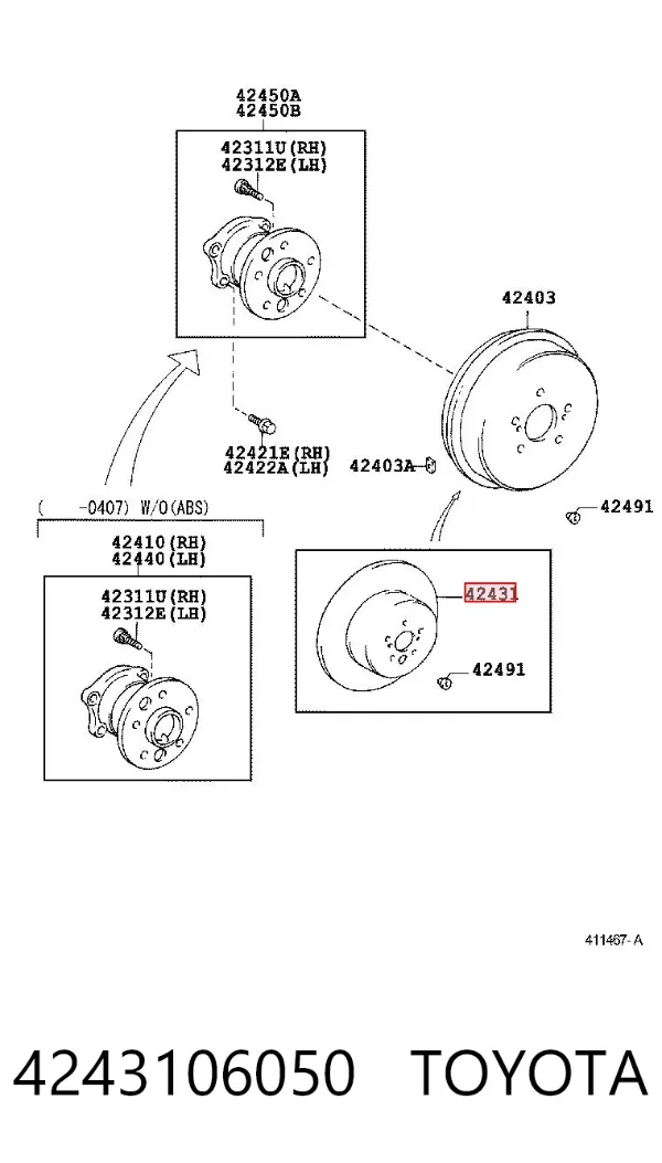 Tarcza hamulcowa tylna 4243106050 Toyota