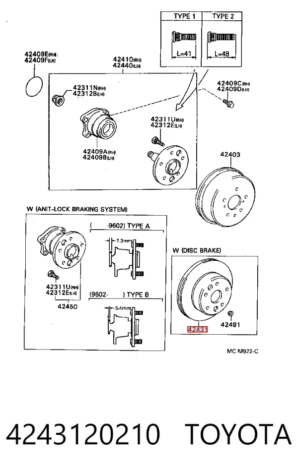 Tarcza hamulcowa tylna 4243120210 Toyota
