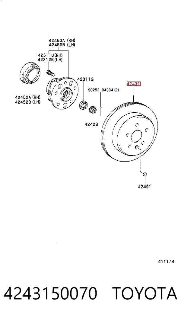 Tarcza hamulcowa tylna 4243150070 Toyota