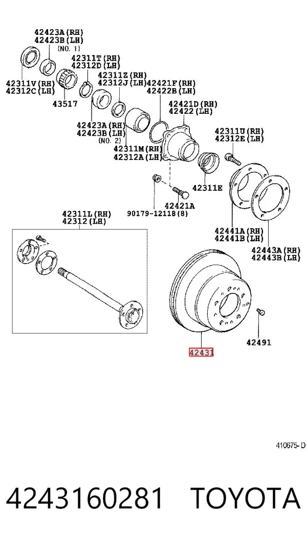 Tarcza hamulcowa tylna 4243160281 Toyota