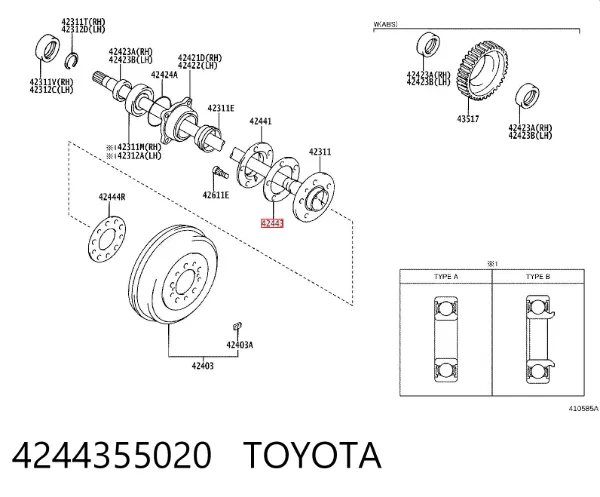 Uszczelka kołnierza półosi tylnej 4244355020 Toyota