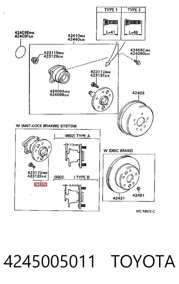 Piasta tylna 4245005011 Toyota