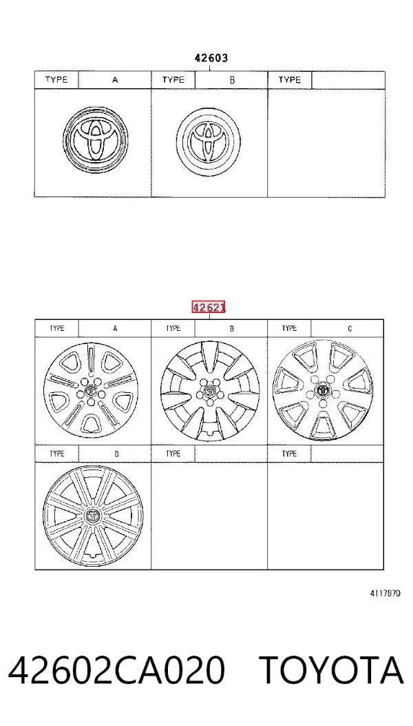 Kołpak do obręczy koła 42602CA020 Toyota