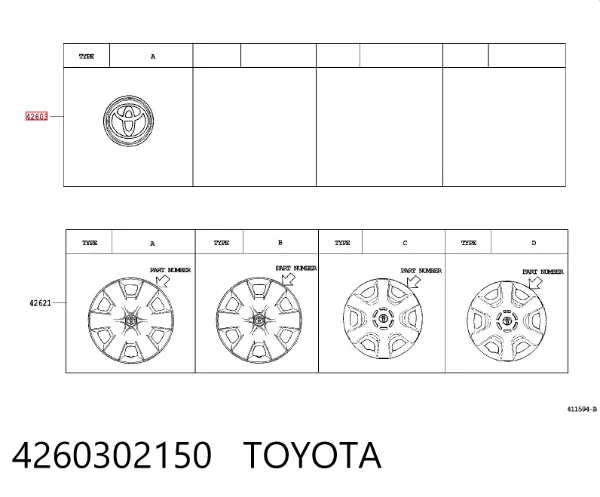 Kołpak do obręczy koła 4260302150 Toyota