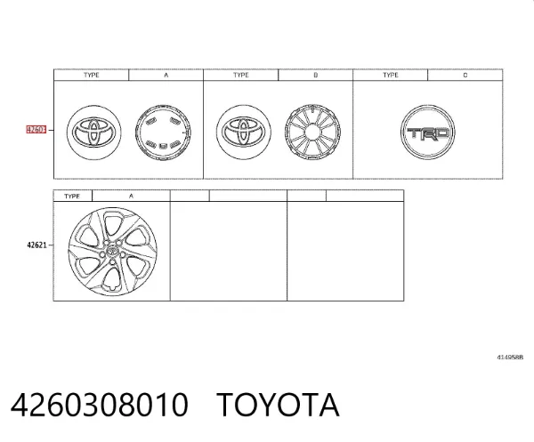 Kołpak do obręczy koła 4260308010 Toyota