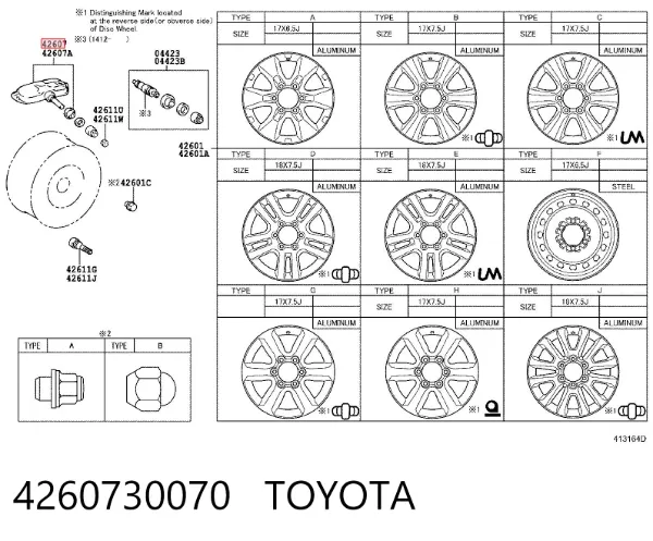 Czujnik ciśnienia w oponach 4260730070 Toyota