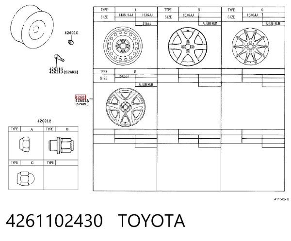Felgi kół odlewane (lekkostopowe, tytanowe) 4261102430 Toyota