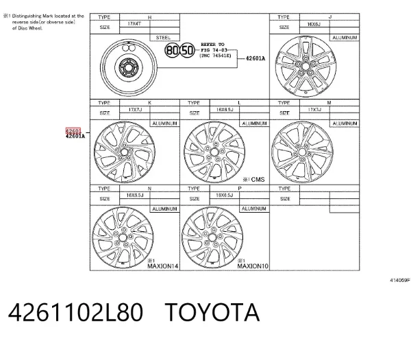 Felgi stalowe (kute) 4261102L80 Toyota
