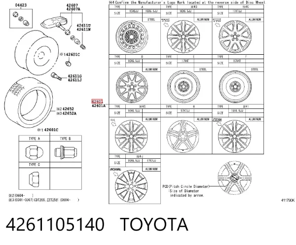 Felgi stalowe (kute) 4261105140 Toyota