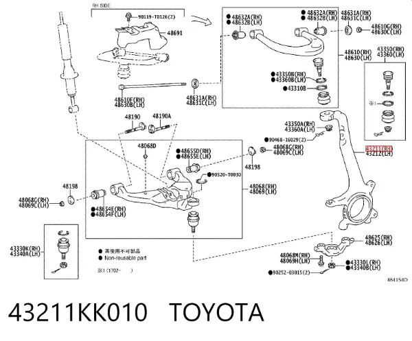 Czop (zwrotnica) przedni prawy 43211KK010 Toyota