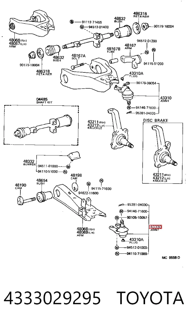 Sworzeń wahacza dolny 4333029295 Toyota