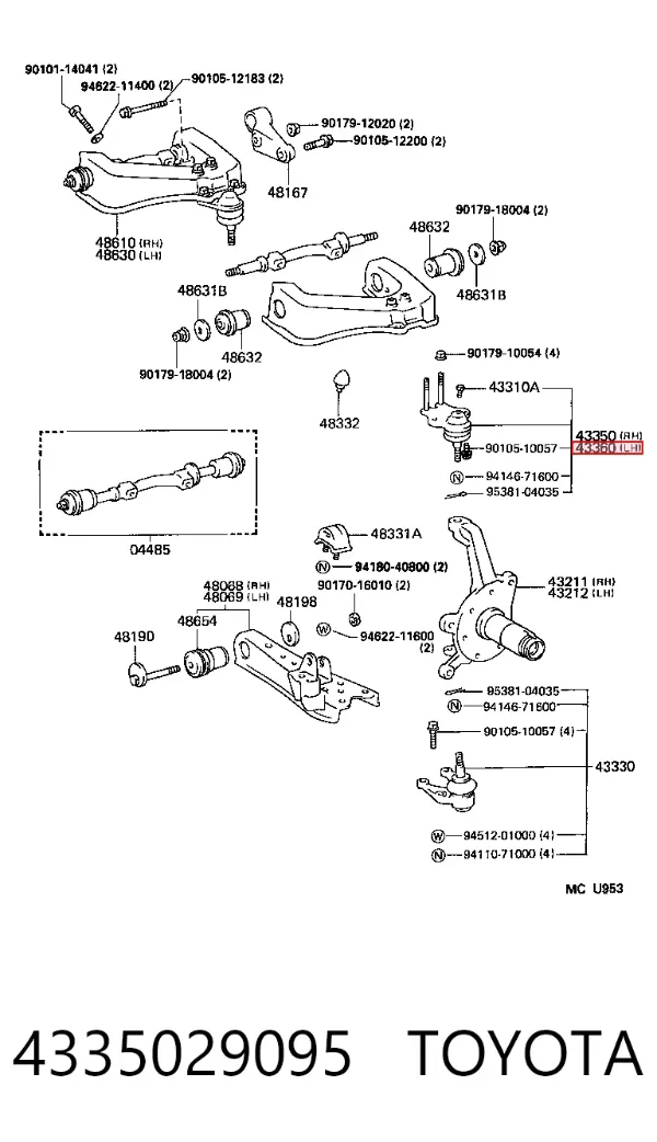Sworzeń wahacza górny 4335029095 Toyota