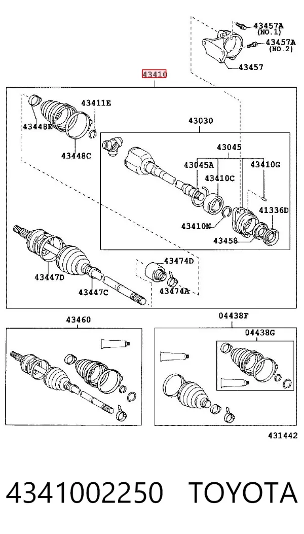 Półoś napędowa przednia prawa 4341002250 Toyota