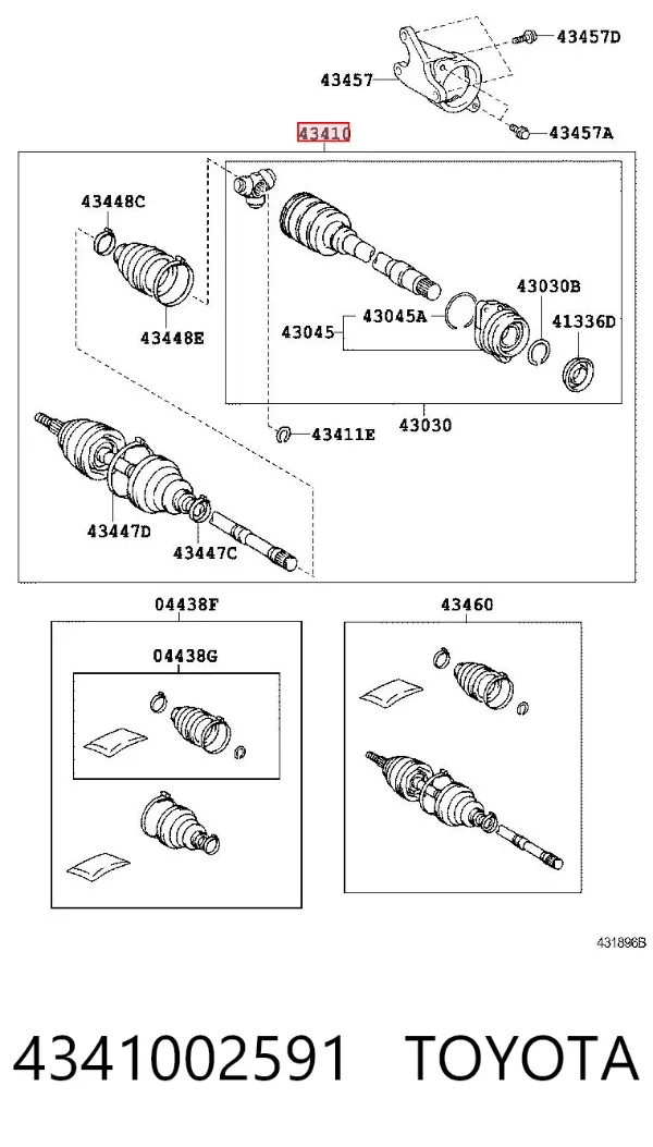 Półoś napędowa przednia prawa 4341002591 Toyota