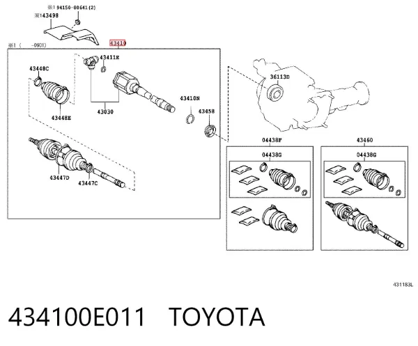 Półoś napędowa przednia prawa 434100E011 Toyota