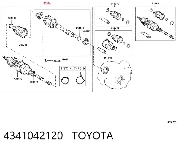 Półoś napędowa przednia prawa 4341042120 Toyota