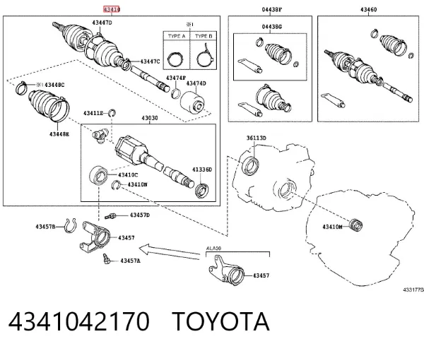 Półoś napędowa przednia prawa 4341042170 Toyota