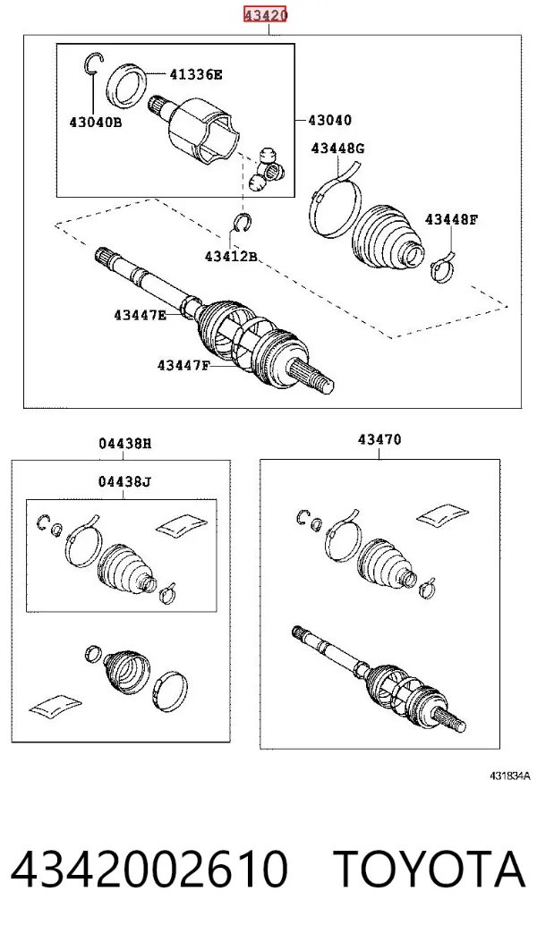 Półoś napędowa przednia lewa 4342002610 Toyota