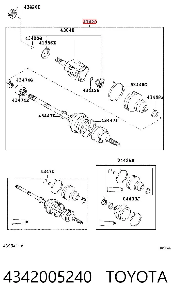 Półoś napędowa przednia lewa 4342005240 Toyota