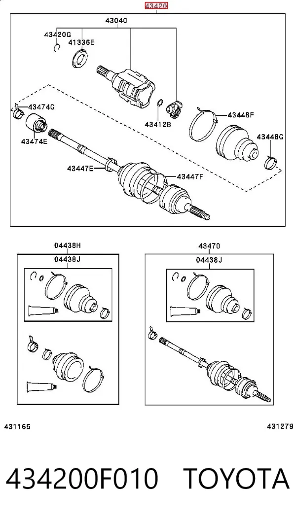 Półoś napędowa przednia lewa 434200F010 Toyota