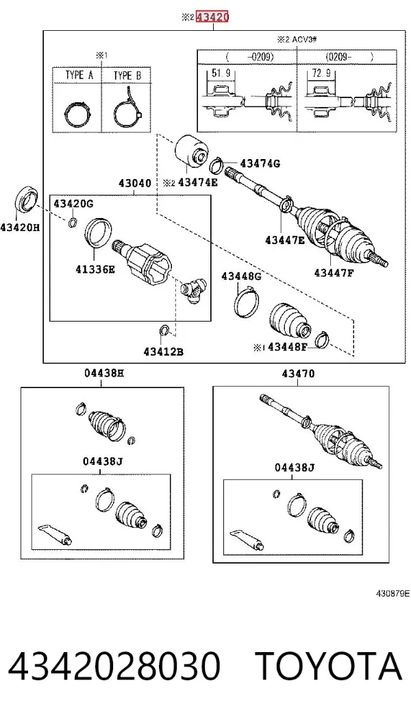 Półoś napędowa przednia lewa 4342028030 Toyota