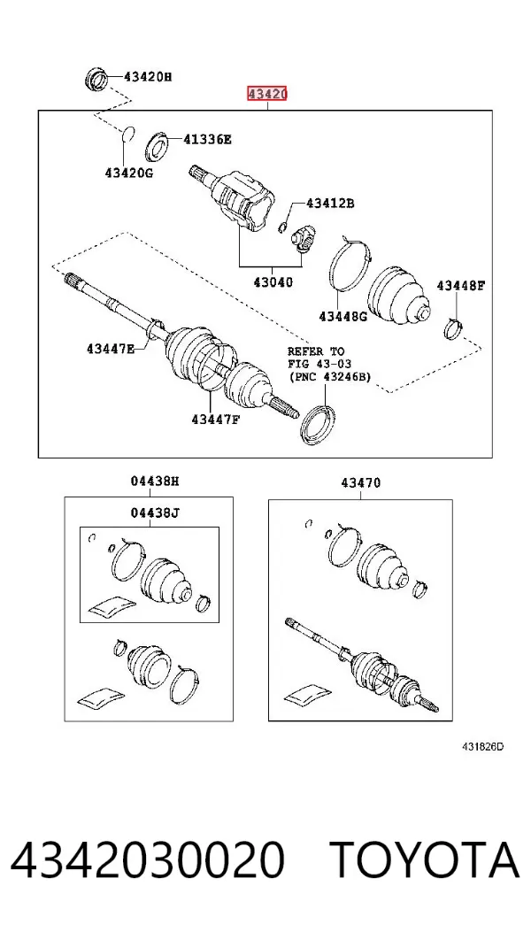 Półoś napędowa przednia lewa 4342030020 Toyota
